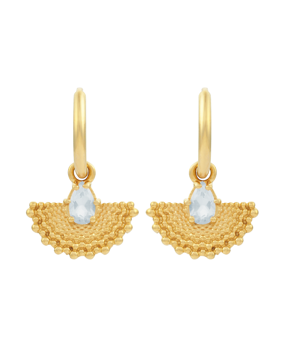 Petal Earrings - 22k Gold Vermeil, Aquamarine