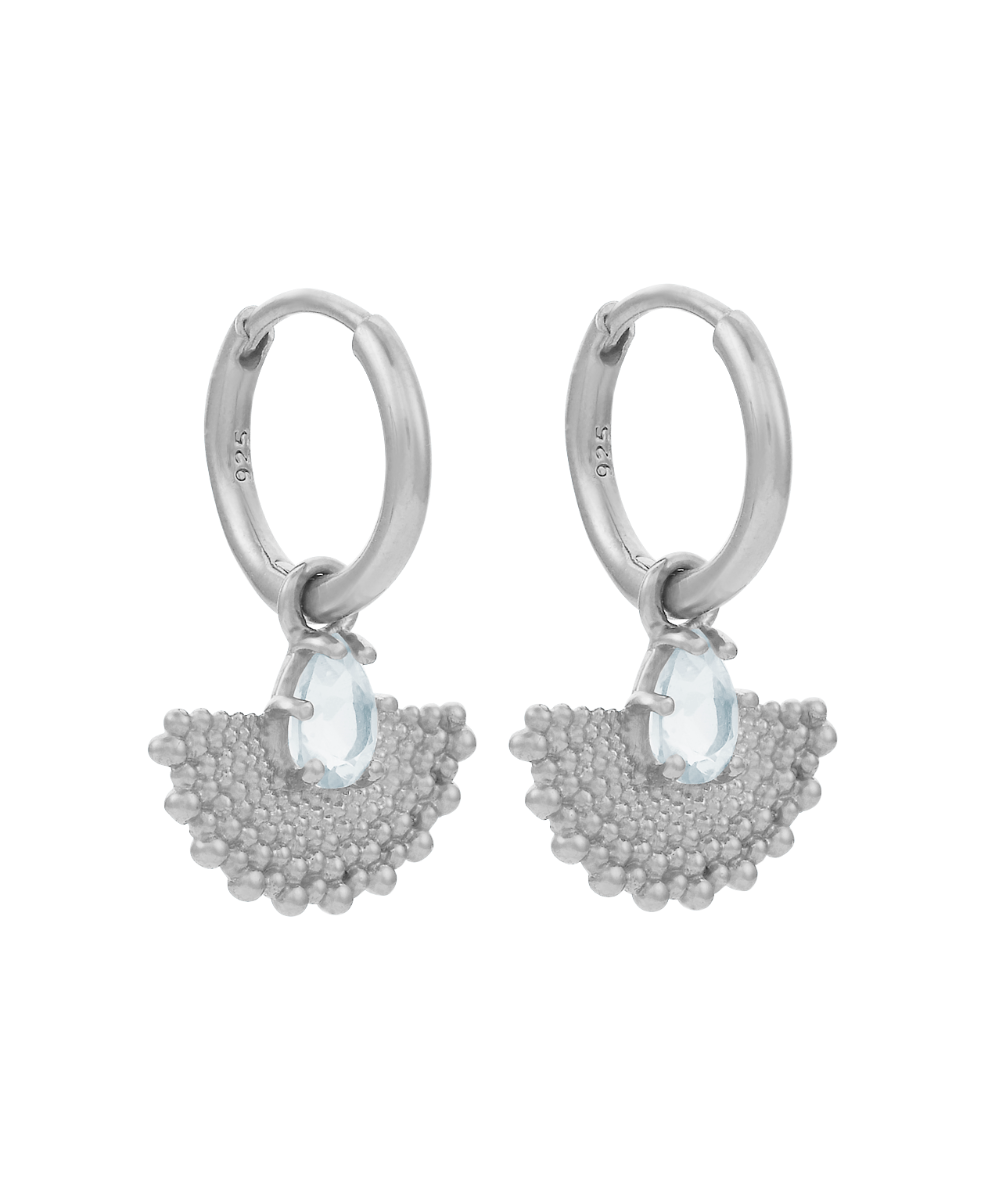 Petal Earrings - 925 Sterling Silver, Aquamarine