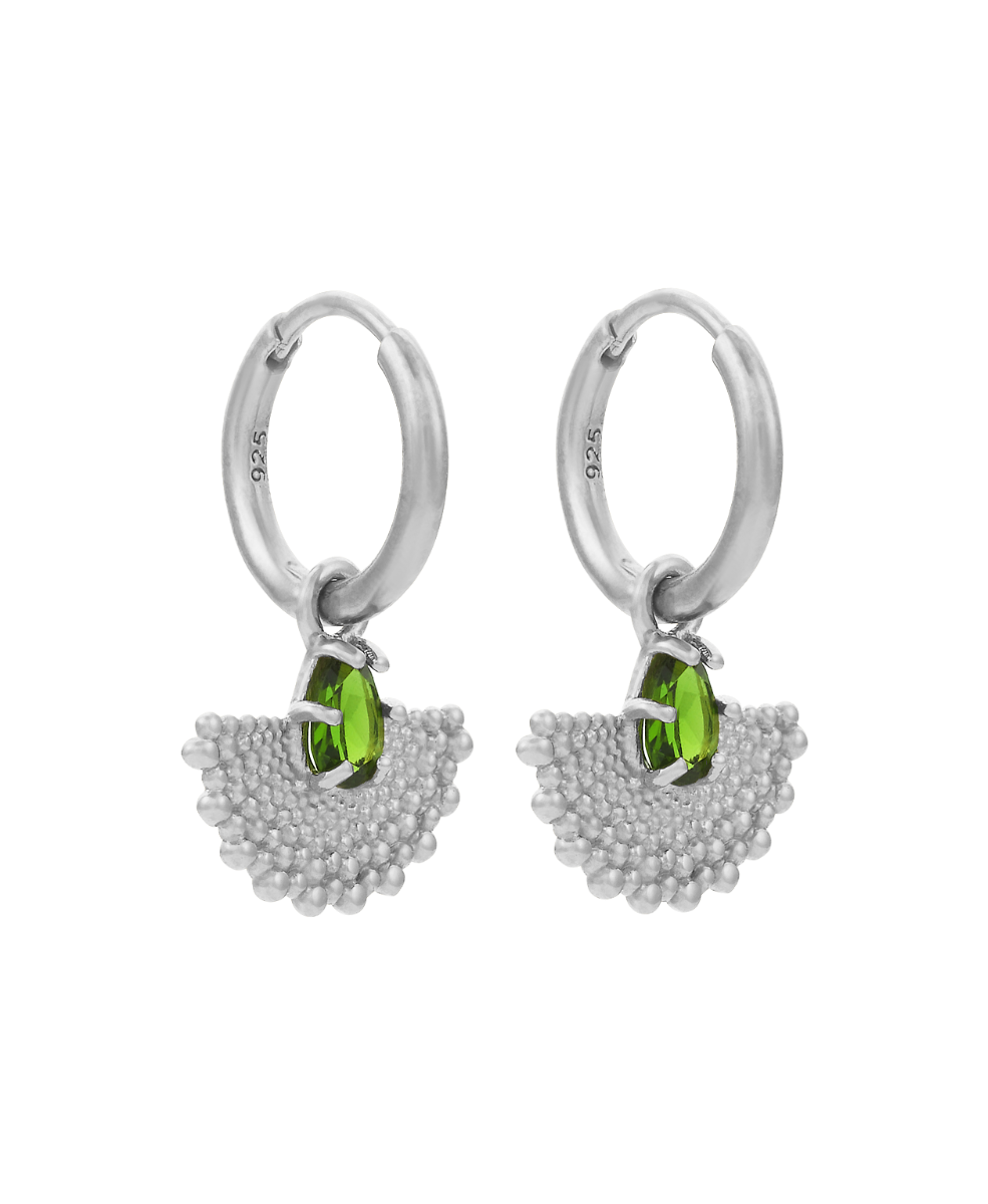 Petal Earrings - 925 Sterling Silver, Chrome Diopside