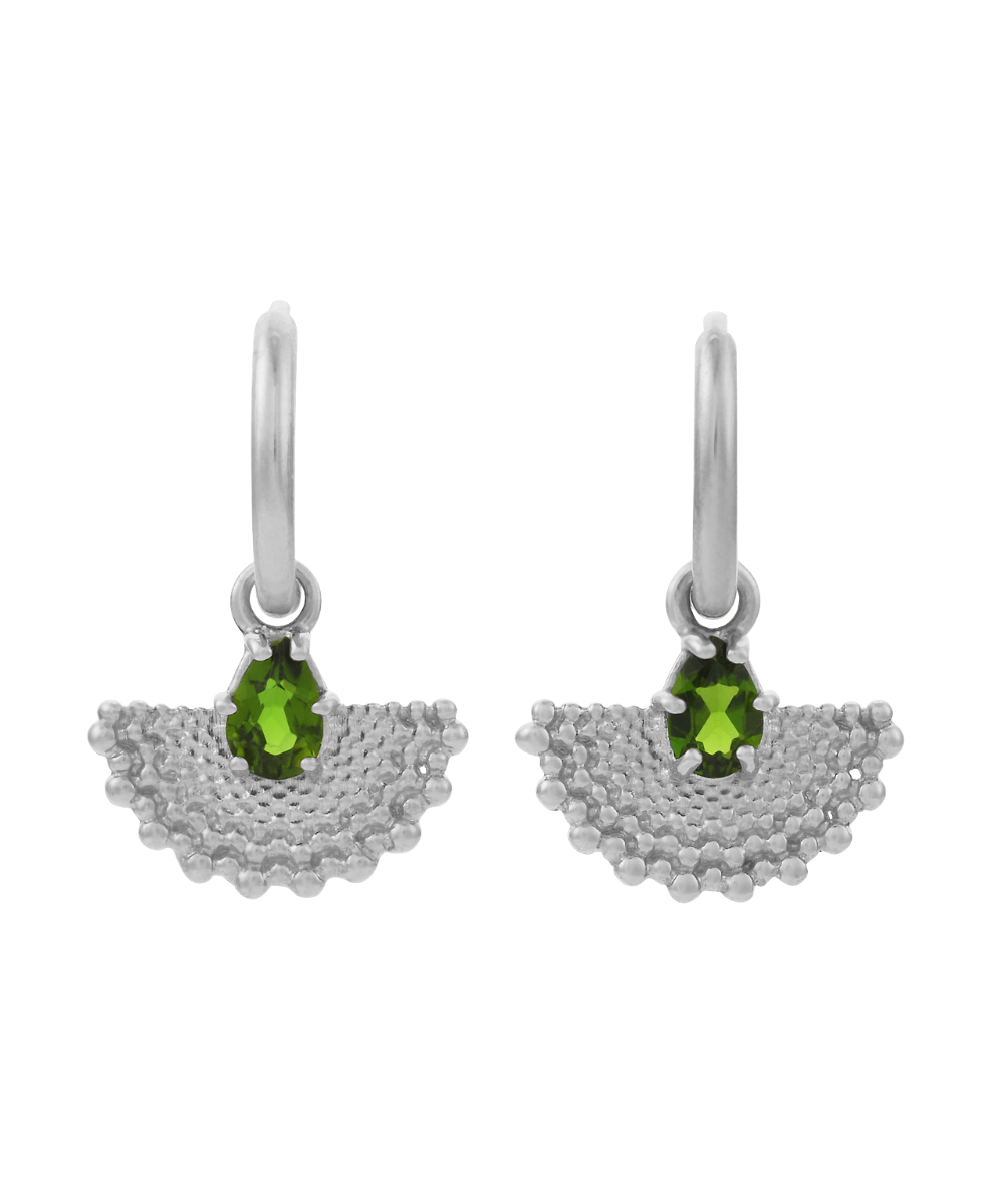 Petal Earrings - 925 Sterling Silver, Chrome Diopside