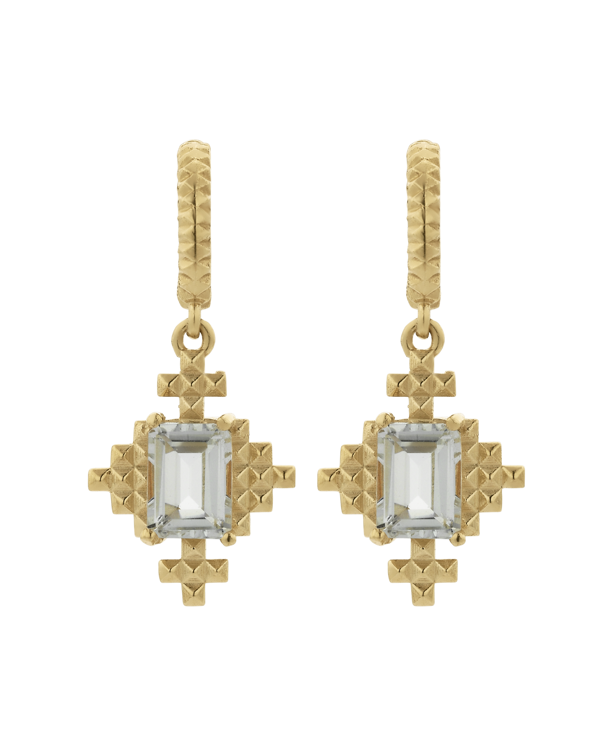 Reya Earrings -  22k Gold Vermeil, White Topaz