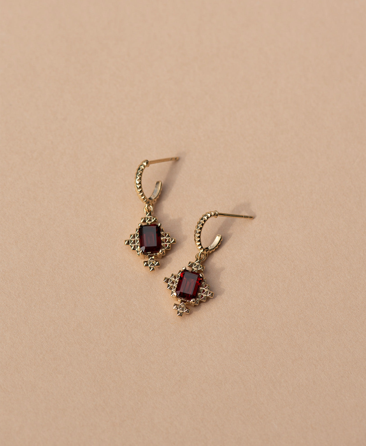 Reya Hoops -  22k Gold Vermeil, Rhodolite Garnet