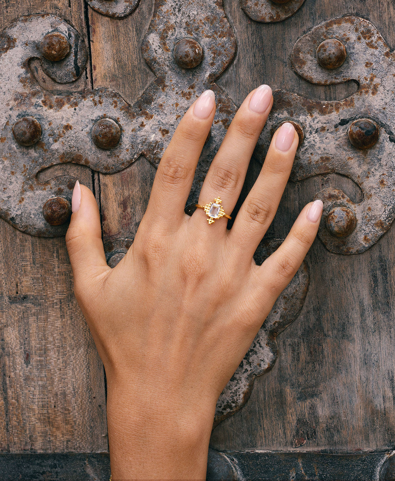 Reya Ring  - 22k Gold Vermeil, White Topaz