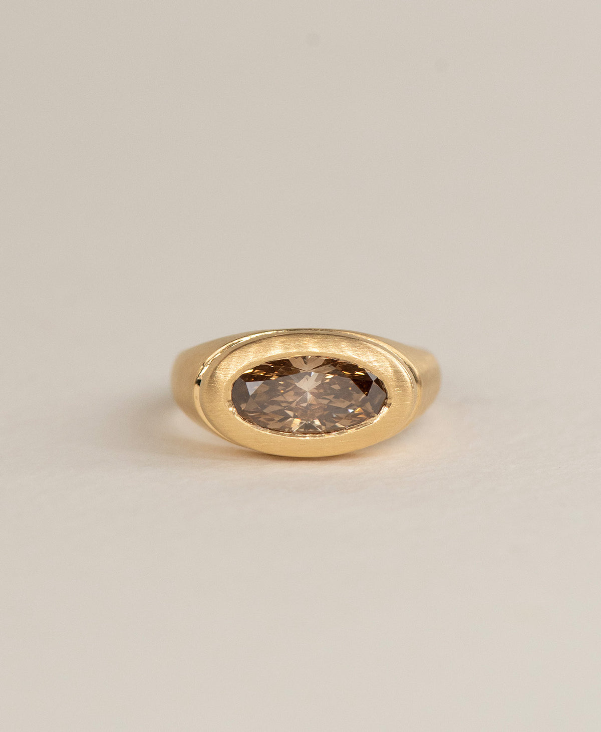 Rickie Engagement Ring - 18k Yellow Gold, Oval Cut Brown Diamond 1.5 carat