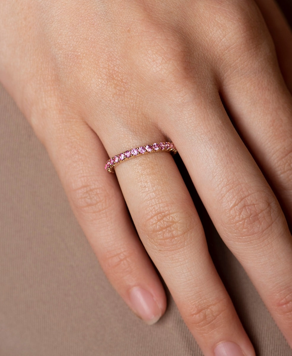 Sapphire Sempera Band - 18k Yellow Gold, Pink Sapphire