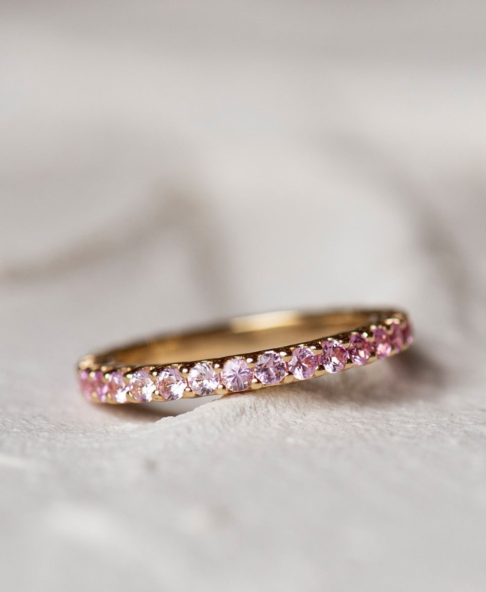 Sapphire Sempera Band - 18k Yellow Gold, Pink Sapphire