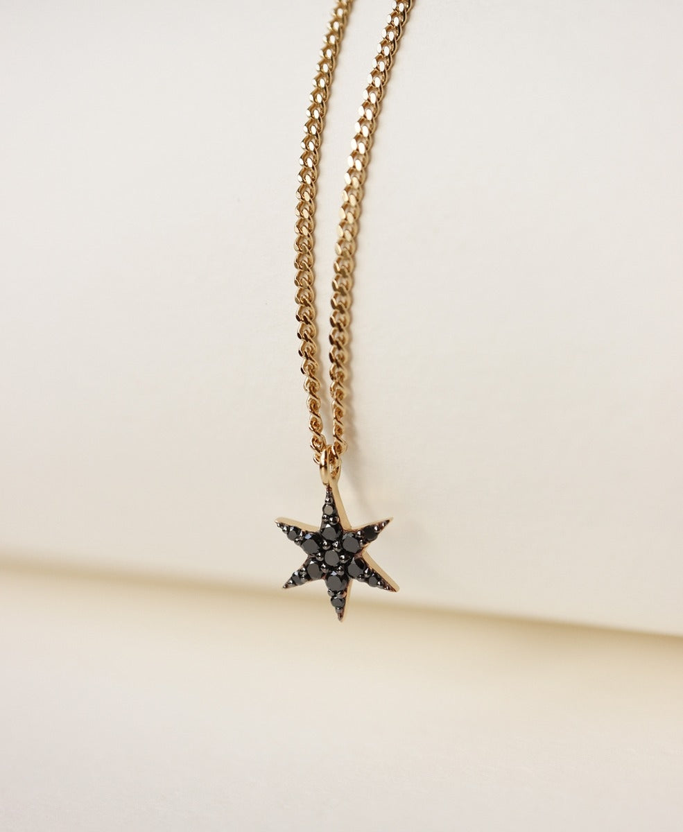 Mini Anahata Necklace - 9k Yellow Gold, Black Diamond