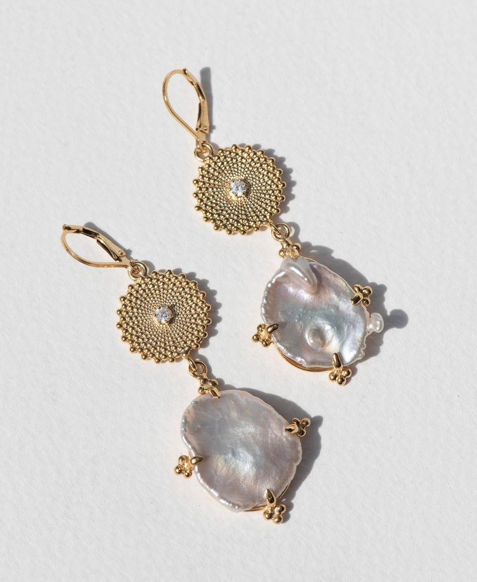 Shine On Earrings - 22k Gold Vermeil, Pearl