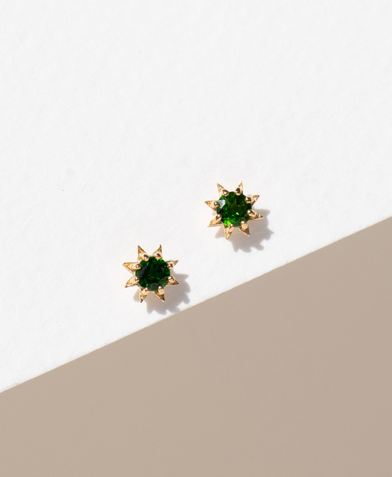 Stella Earrings - 22k Gold Vermeil, Chrome Diopside