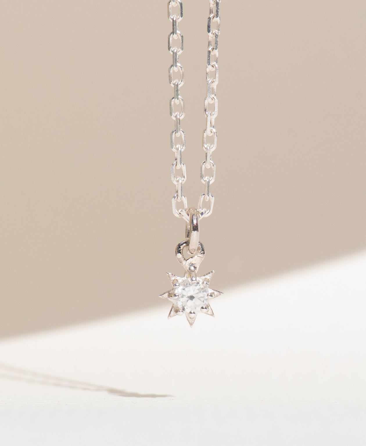 Stella Necklace - 925 Sterling Silver, White Zircon