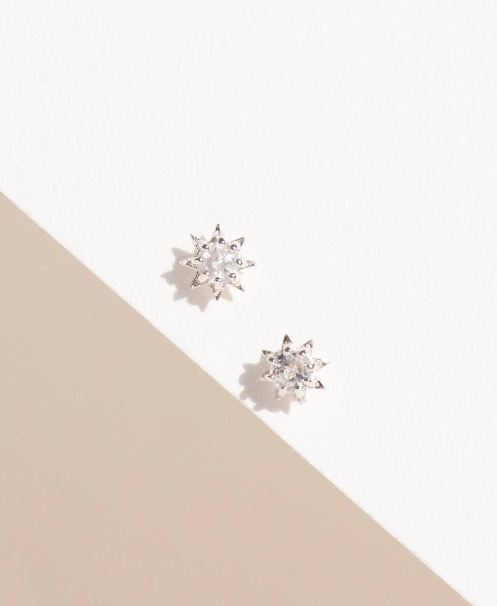 Stella Earrings - 925 Sterling Silver, White Zircon