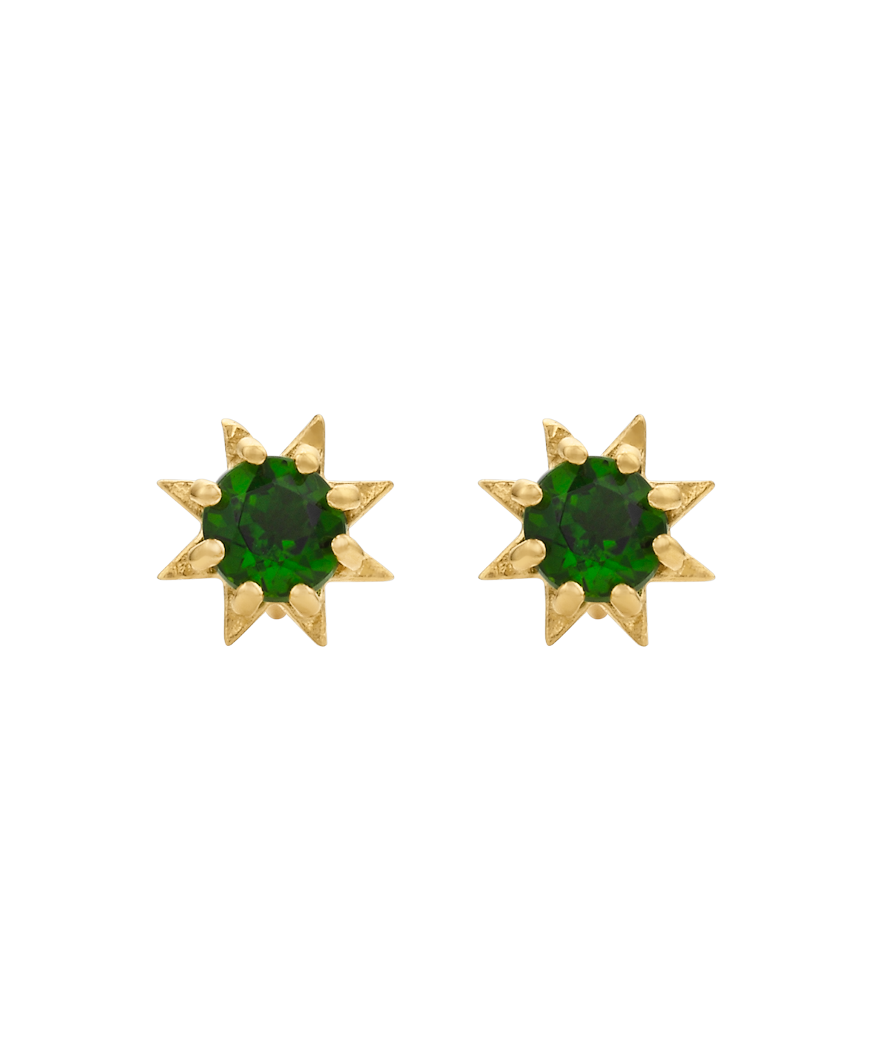 Stella Earrings - 22k Gold Vermeil, Chrome Diopside
