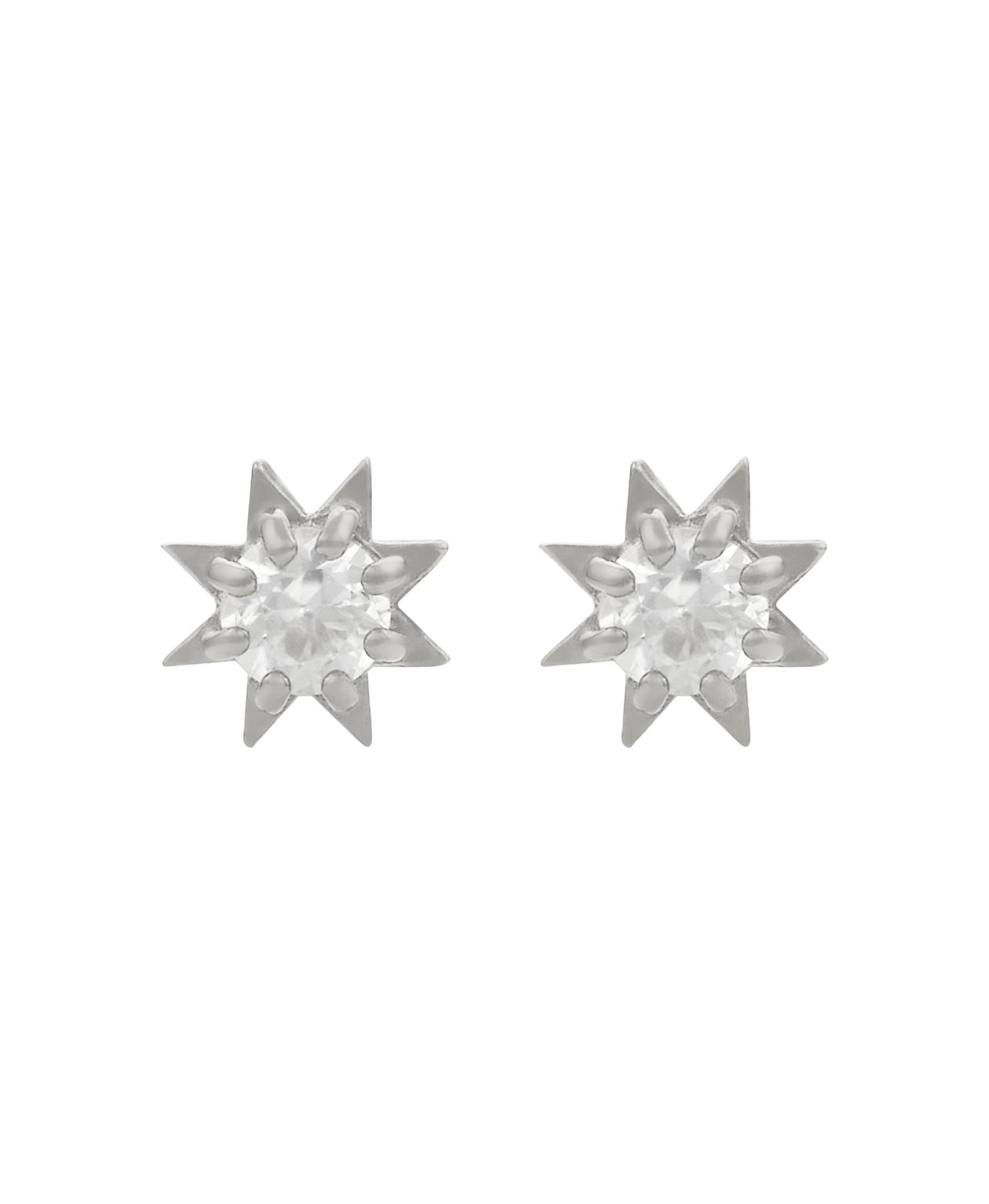 Stella Earrings - 925 Sterling Silver, White Zircon