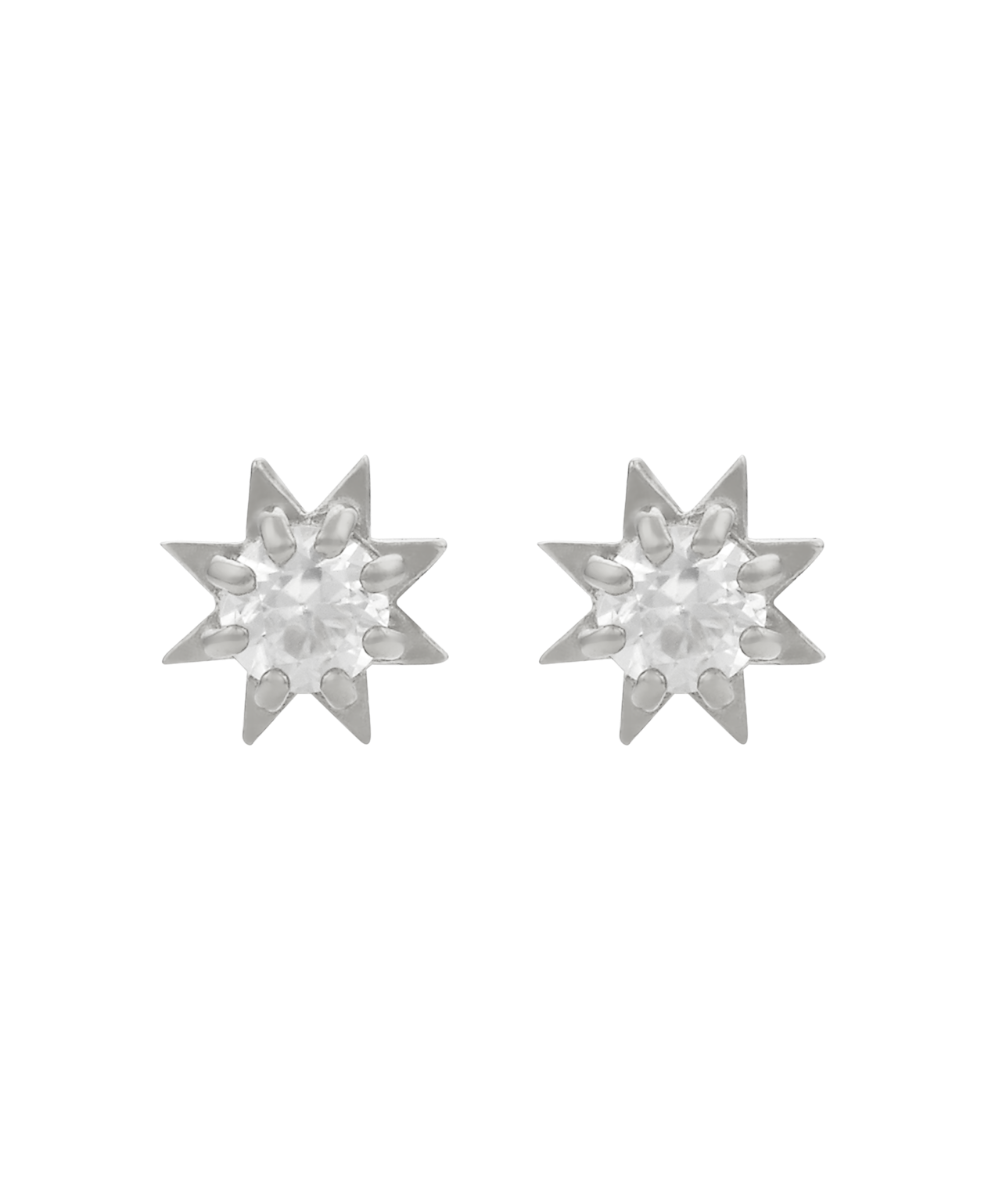 Stella Earrings - 925 Sterling Silver, White Zircon