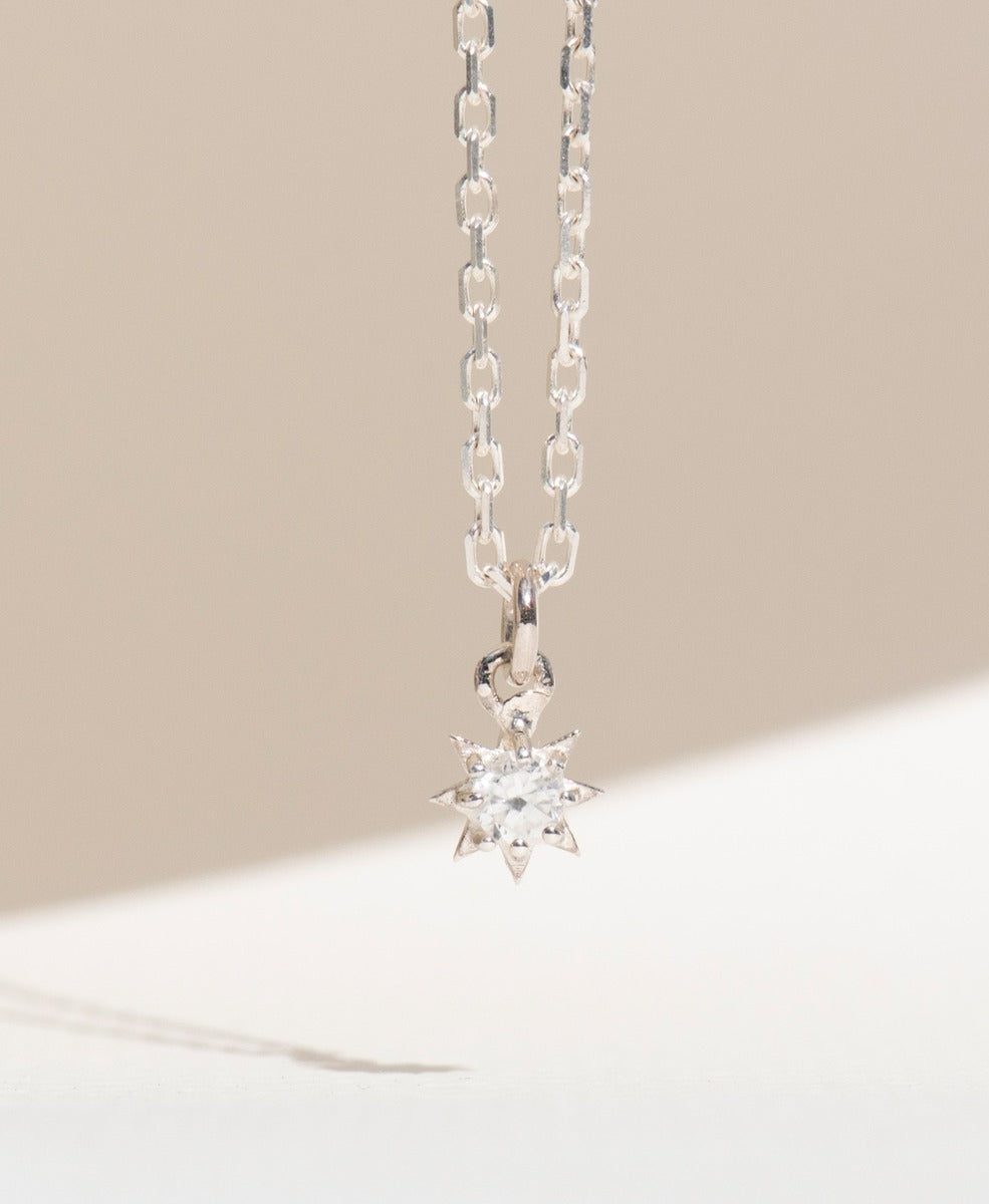 Stella Necklace - 925 Sterling Silver, White Zircon