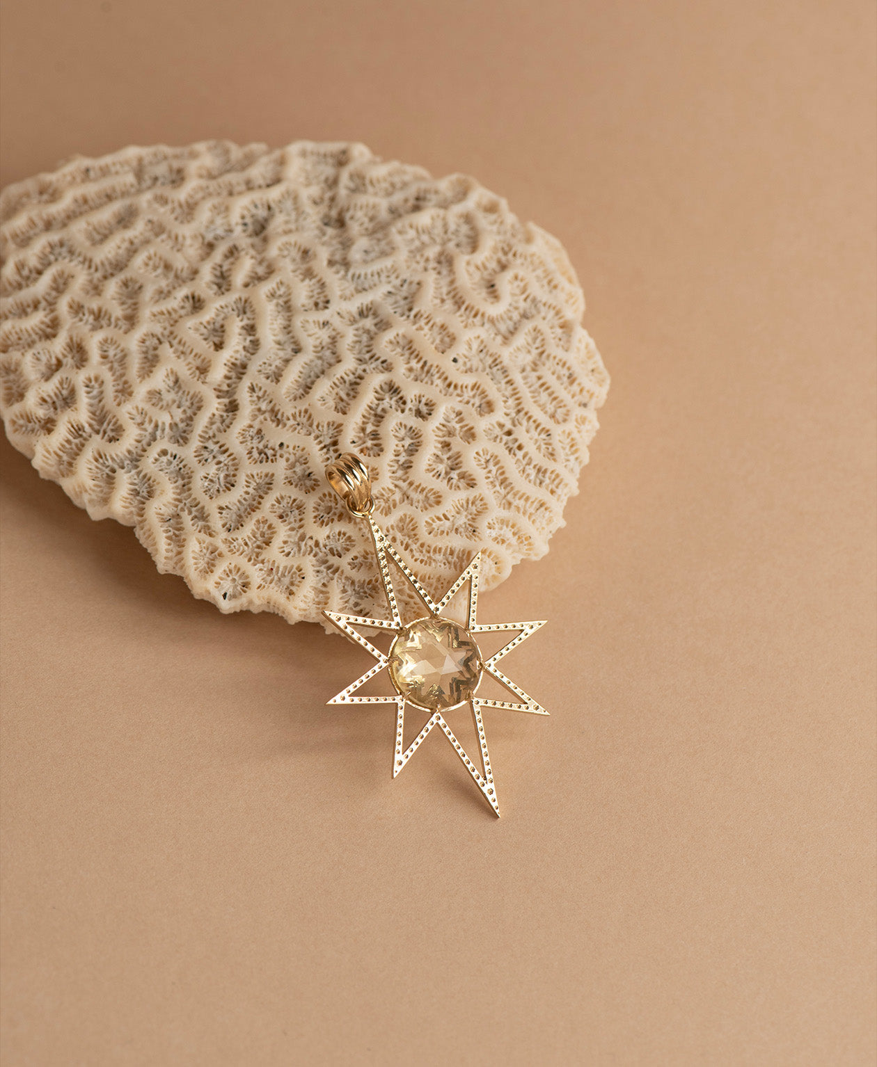 Sunburst Charm - 22k Gold Vermeil, Lemon Quartz