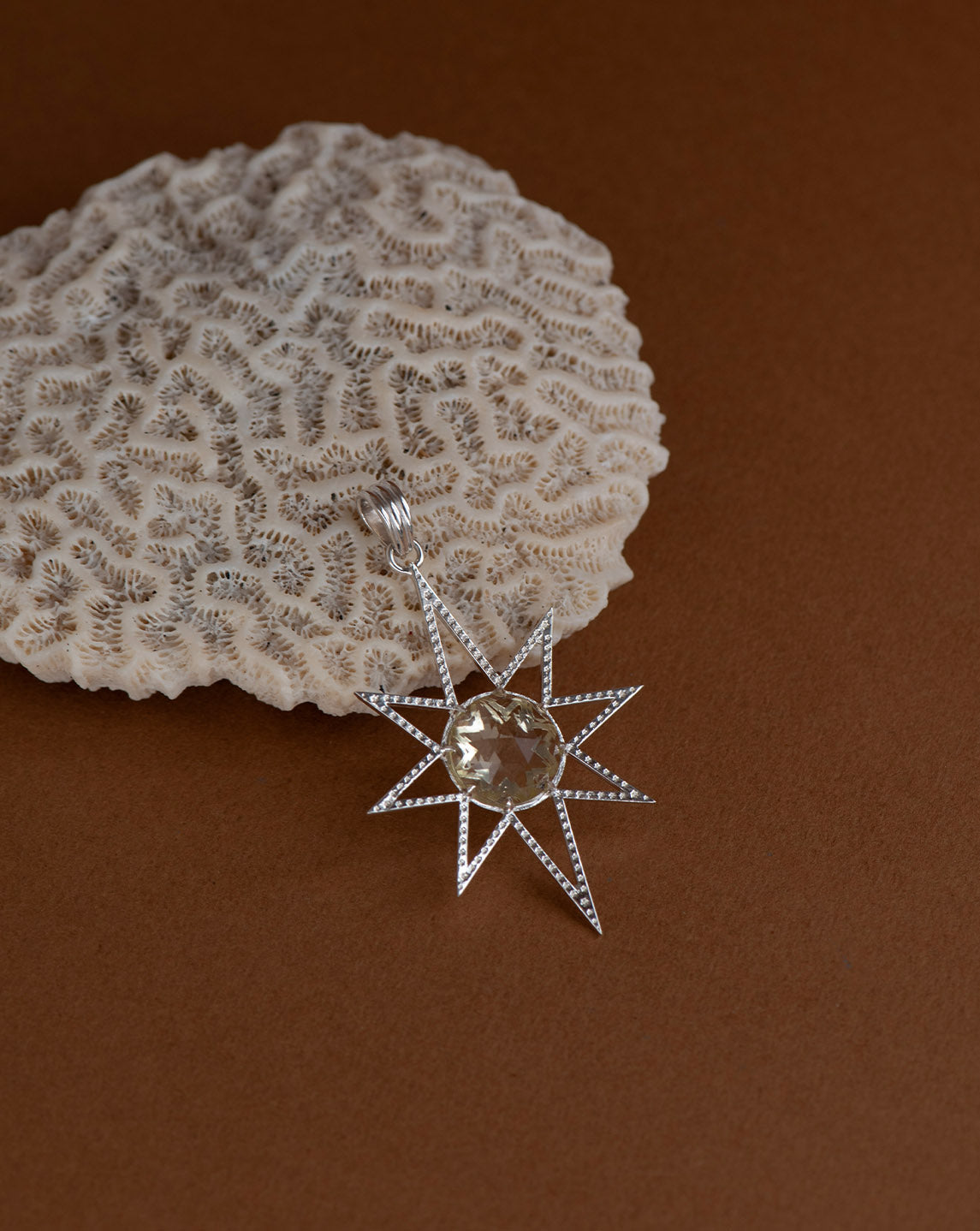 Sunburst Charm - 925 Sterling Silver, Lemon Quartz