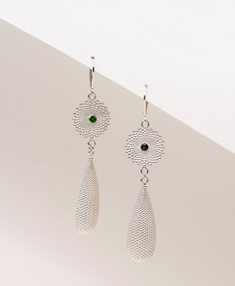 Sunshine Earrings - 925 Sterling Silver, Chrome Diopside