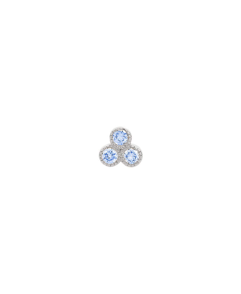 Three Friends 2mm Single Stud - 18k White Gold, Blue Sapphire