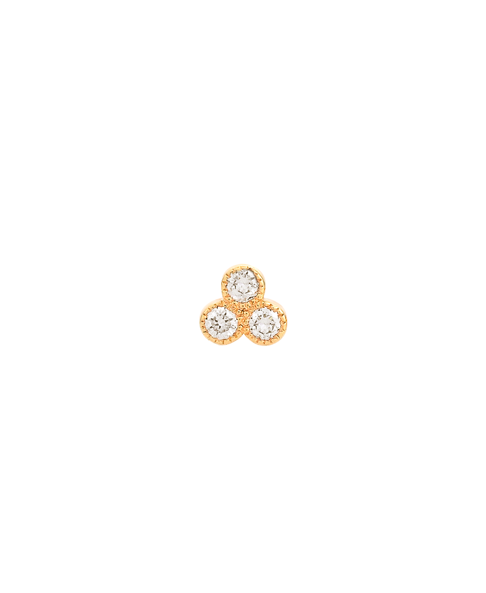 Three Friends 2mm Single Stud - 18k Yellow Gold, Diamond