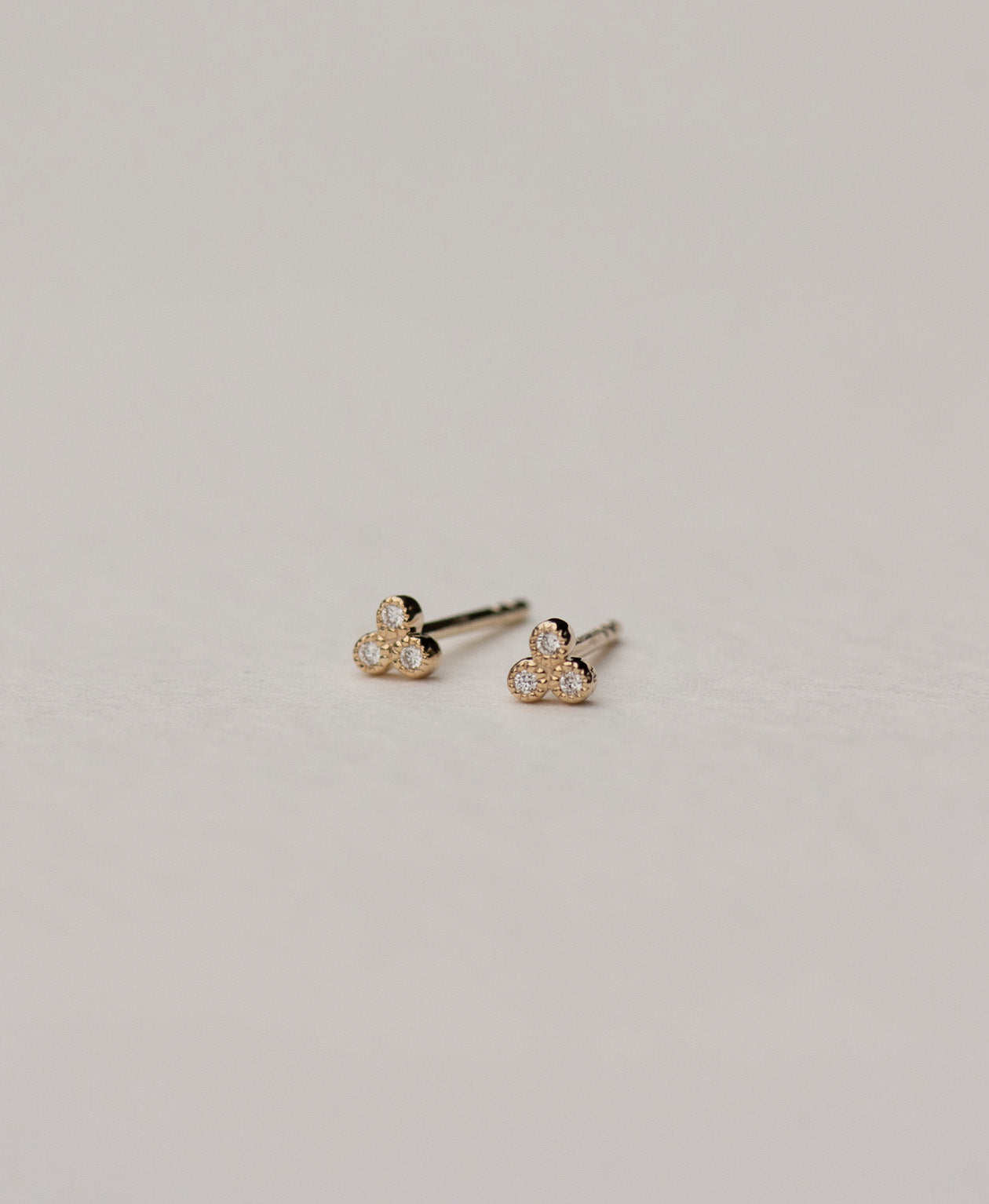 Three Friends 1mm Studs - 9k Yellow Gold, Lab Grown Diamond