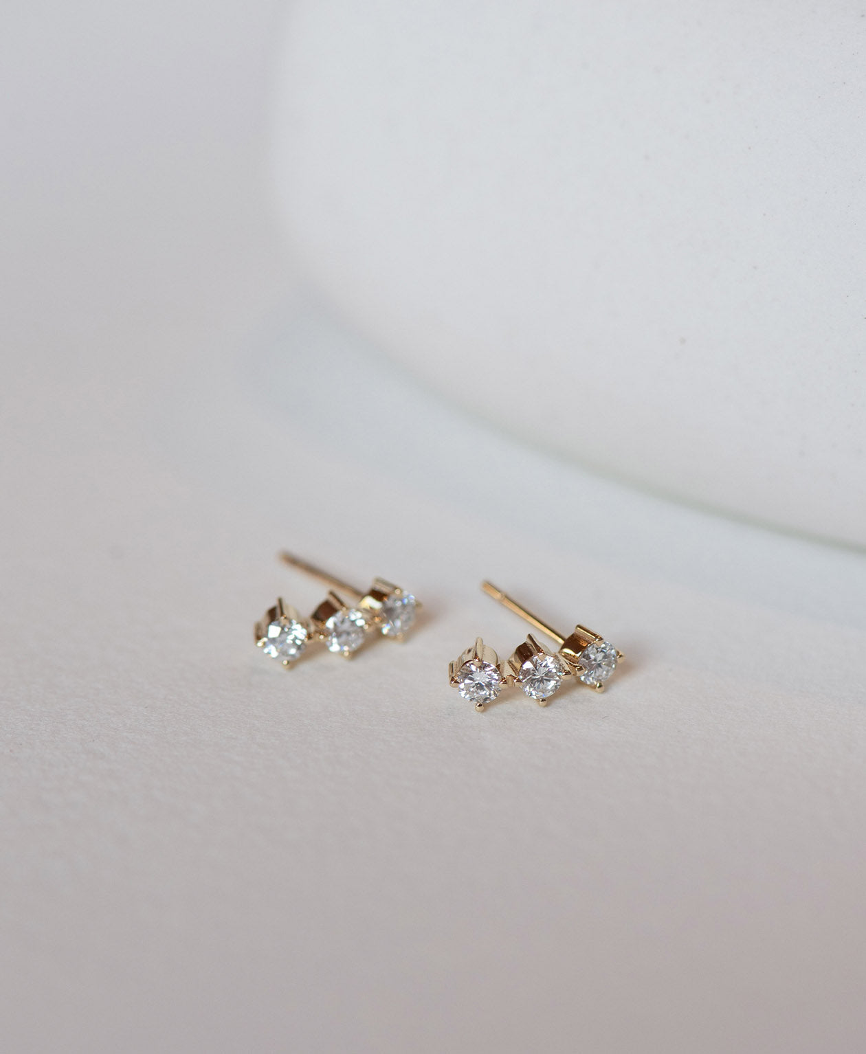 Three Graces Studs - 18k Yellow Gold, Diamond