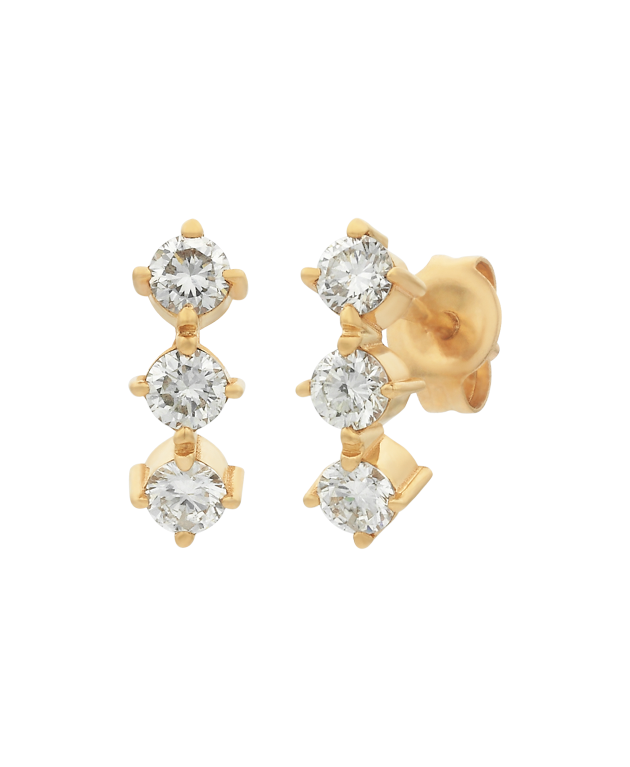 Three Graces Studs - 18k Yellow Gold, Diamond