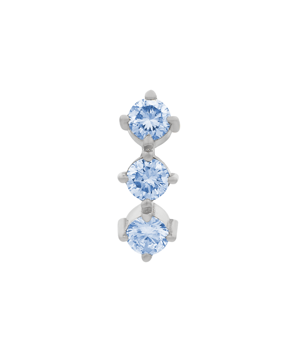 Three Graces Single Stud - 18k White Gold, Blue Sapphire