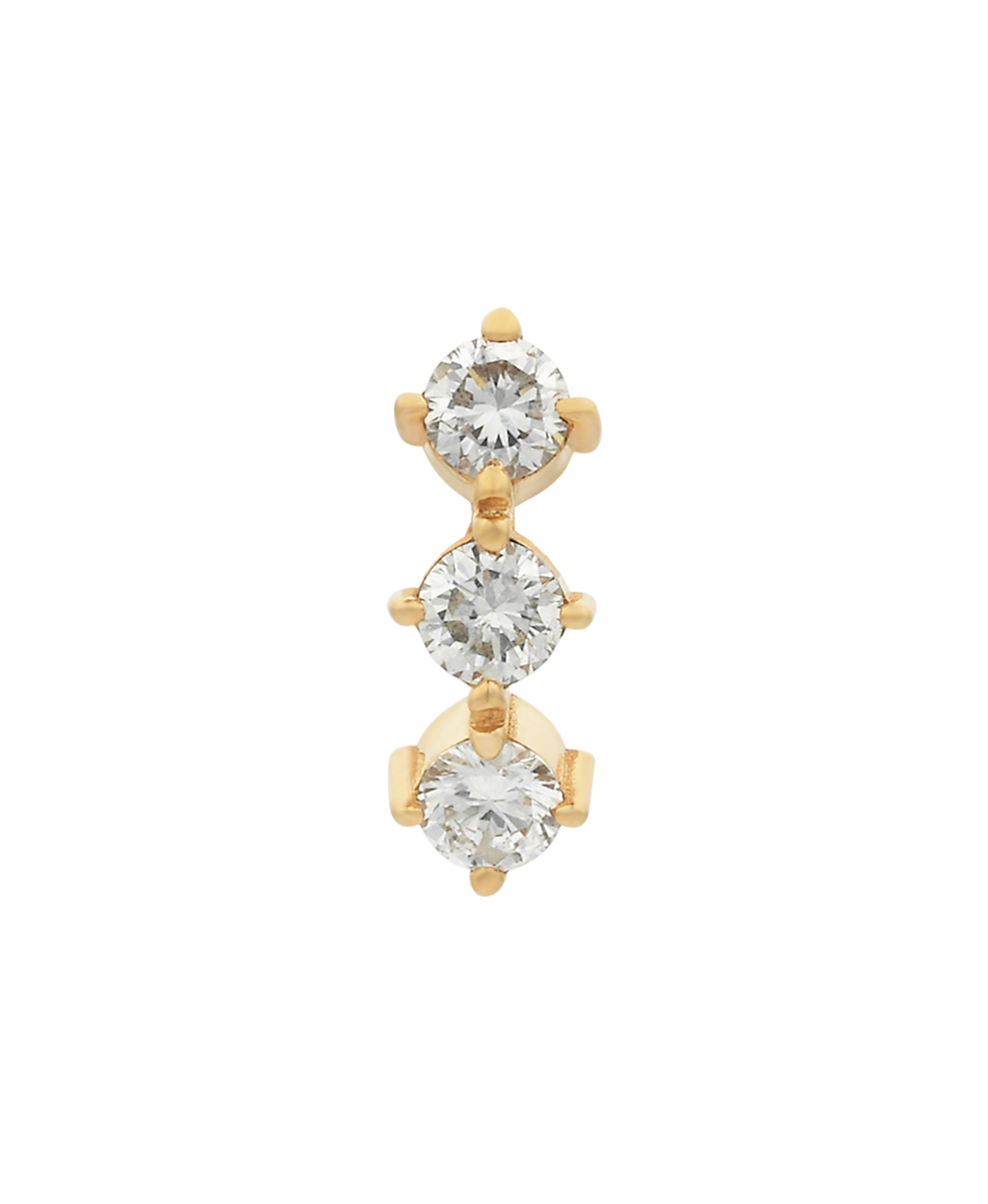 Three Graces Single Stud - 18k Yellow Gold, Diamond