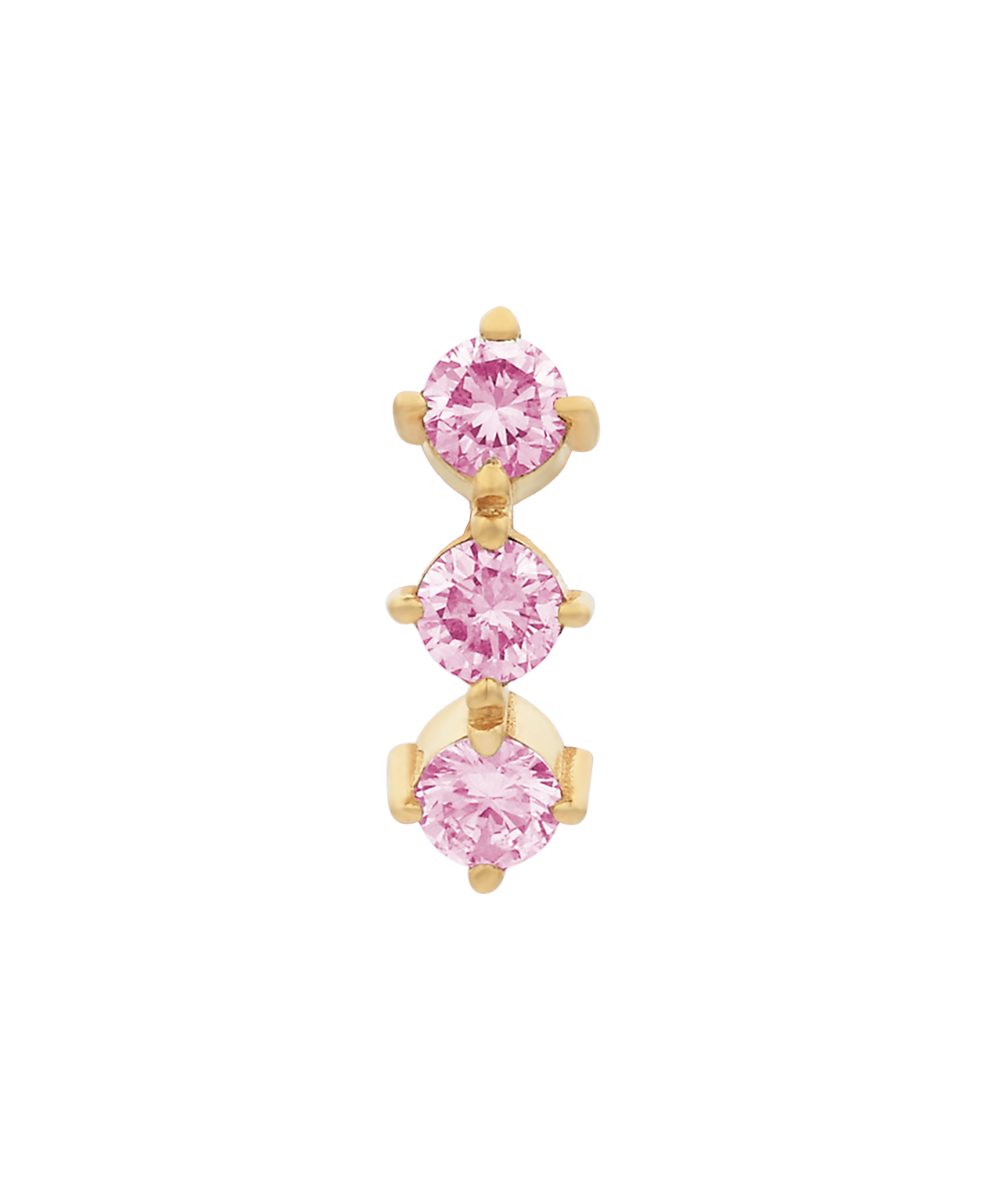 Three Graces Studs - 18k Yellow Gold, Pink Sapphire