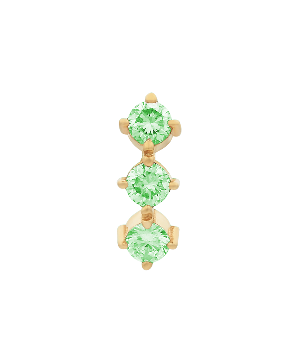 Three Graces Single Stud - 18k Yellow Gold, Tsavorite