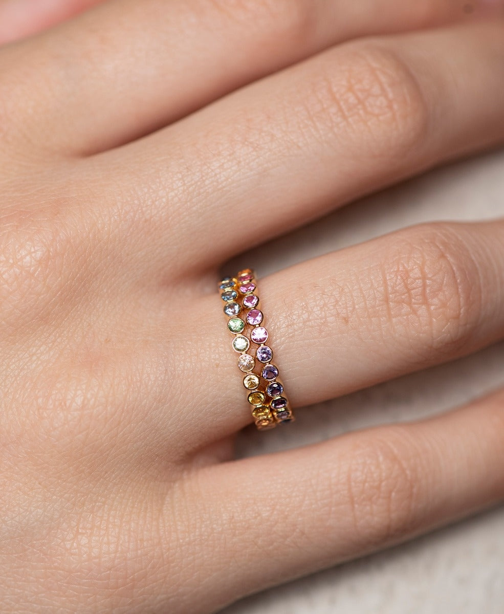 Sapphire Together Band - 18k Yellow Gold, Rainbow of Sapphires