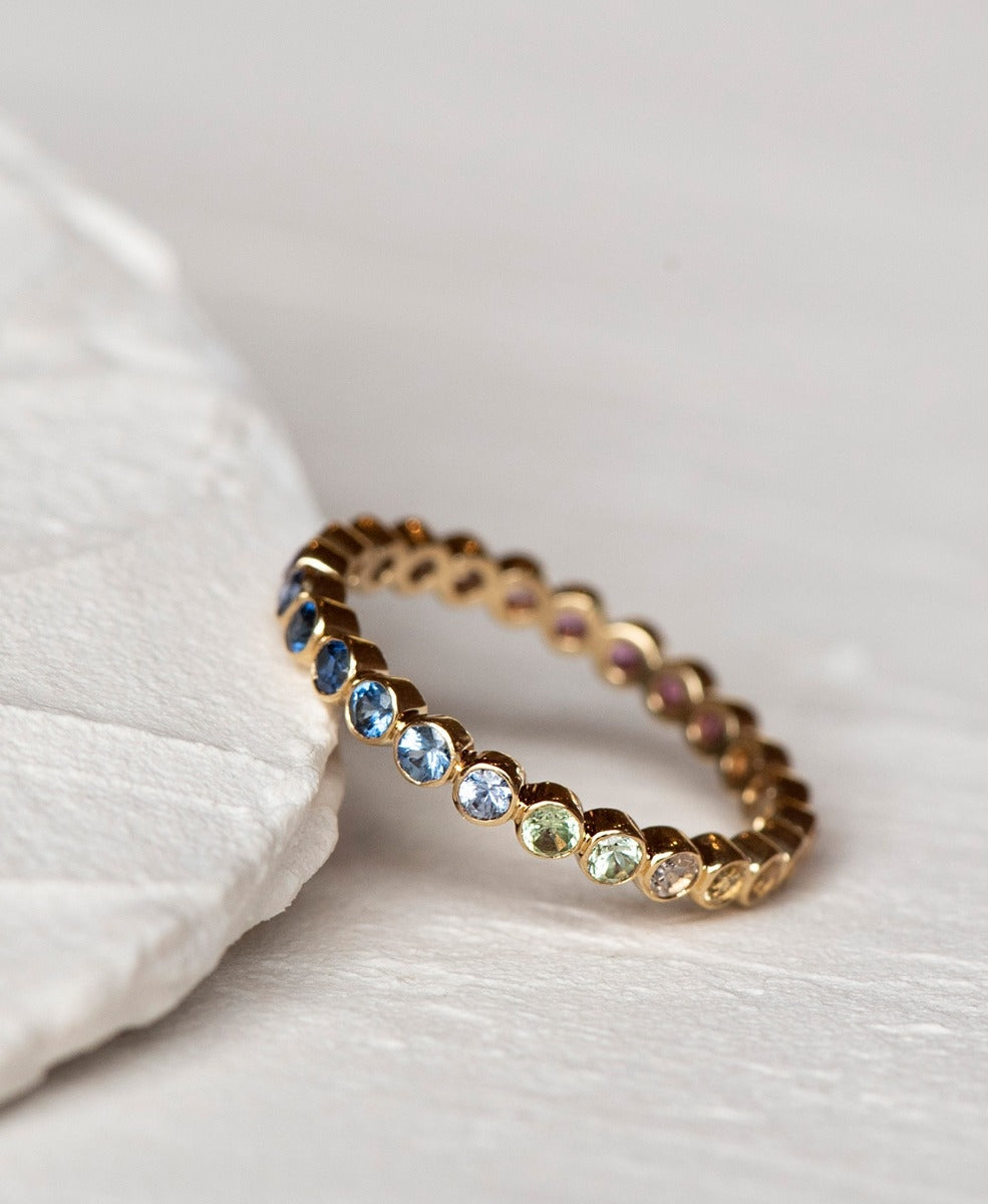 Sapphire Together Band - 18k Yellow Gold, Rainbow of Sapphires