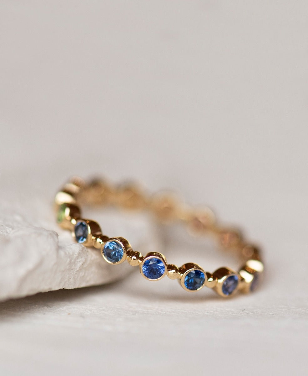 Sapphire Unity Band - 18k Yellow Gold, Rainbow of sapphires