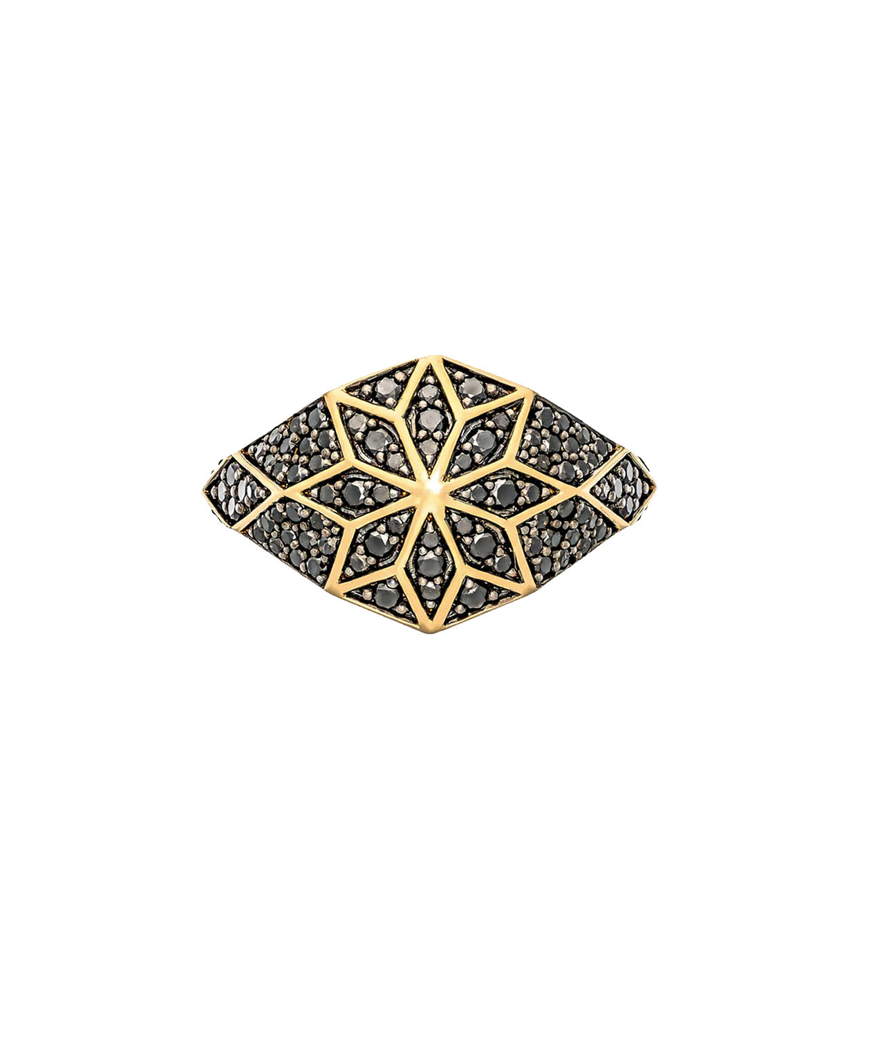 Venus Star Ring - 18k Yellow Gold, Black Diamond