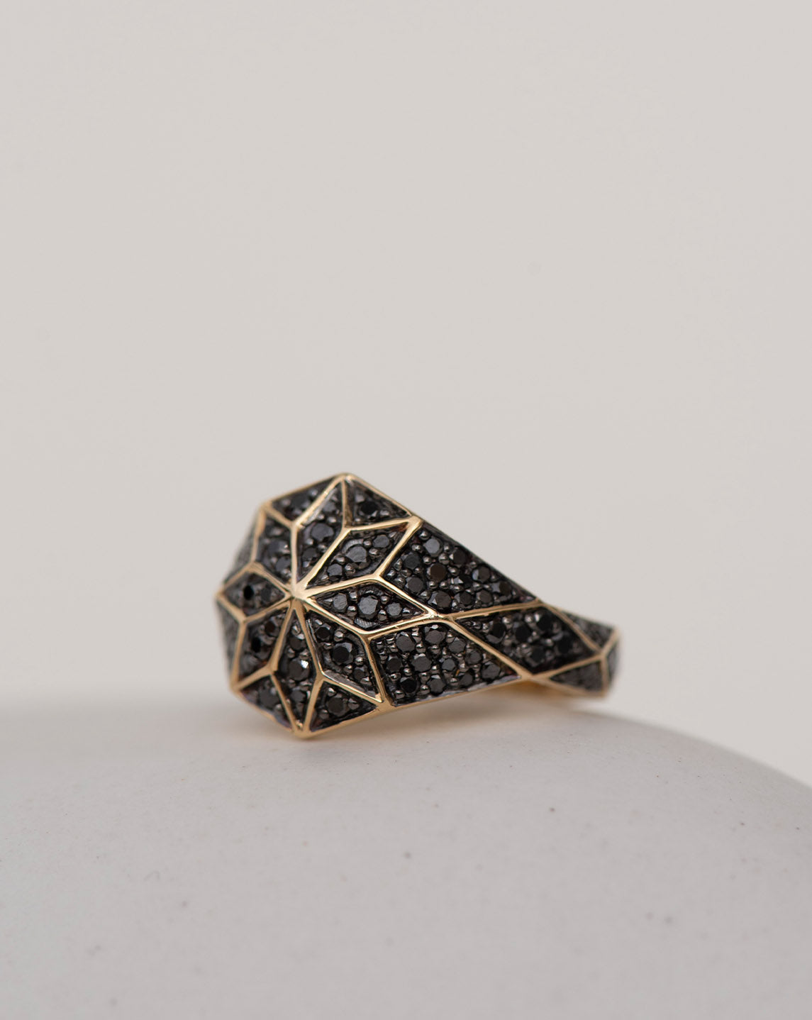 Venus Star Ring - 18k Yellow Gold, Black Diamond