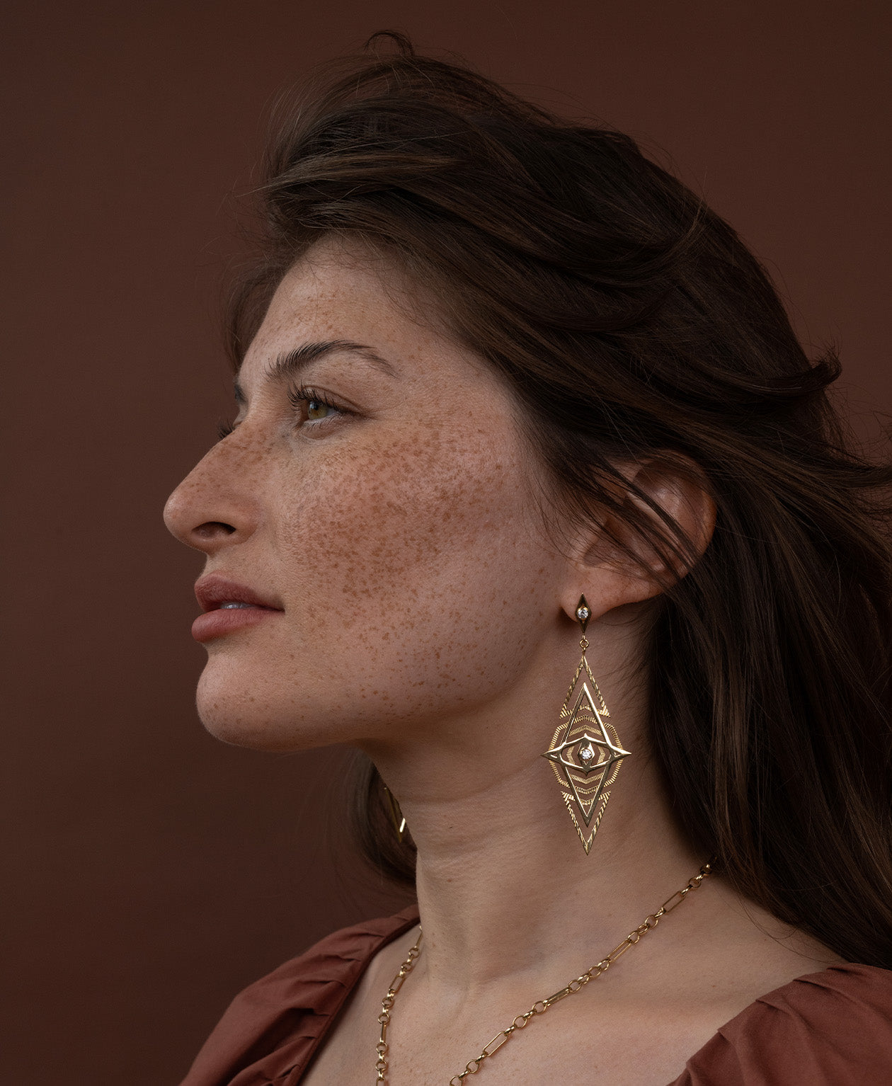 Volcano Earrings - 22k Gold Vermeil, White Zircon