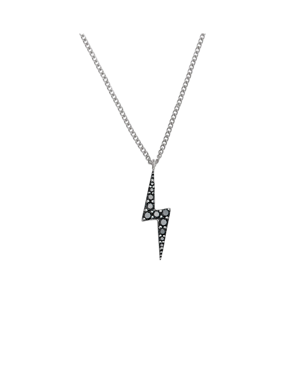 Zap Necklace - 9k White Gold, Black Diamond