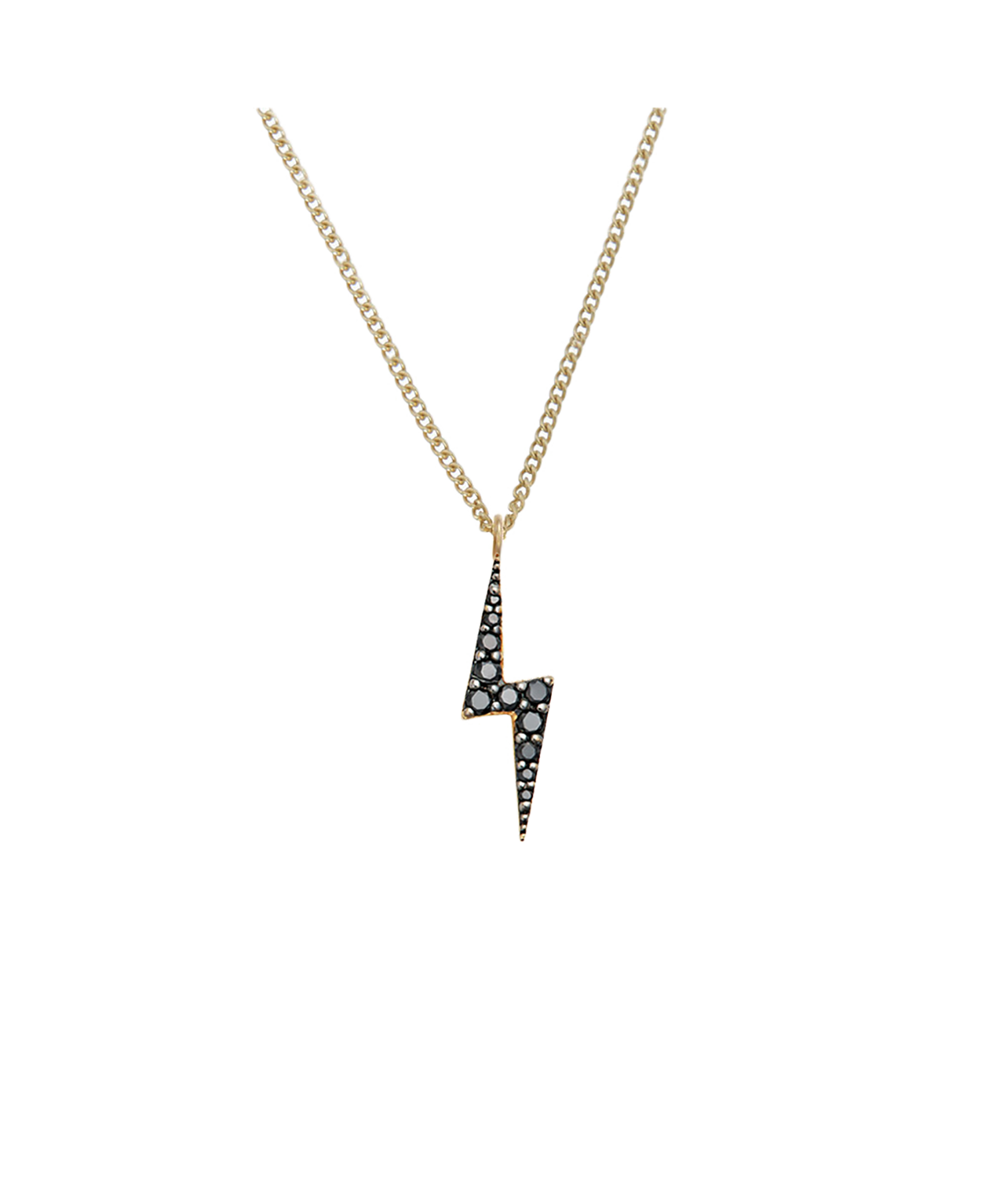 Zap Necklace - 9k Yellow Gold, Black Diamond