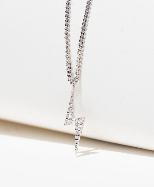 Zap Necklace - 9k White Gold, Diamond | Zoë & Morgan NZ