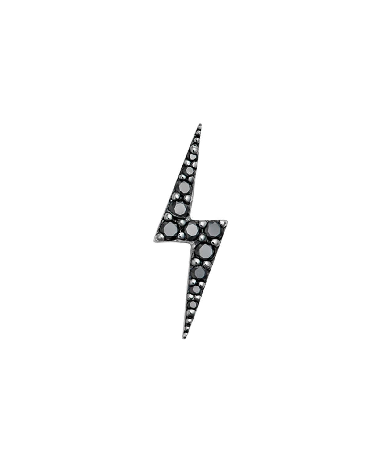 Zap Single Stud - 9k White Gold, Black Diamond