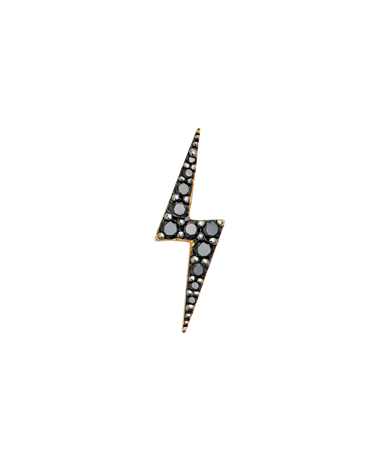 Zap Single Stud - 9k Yellow Gold, Black Diamond