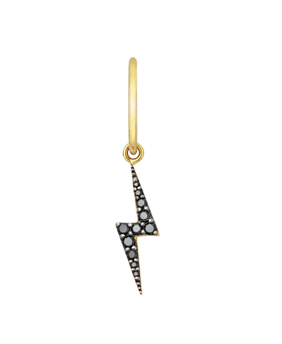 Zap Single Hoop - 9k Yellow Gold, Black Diamond