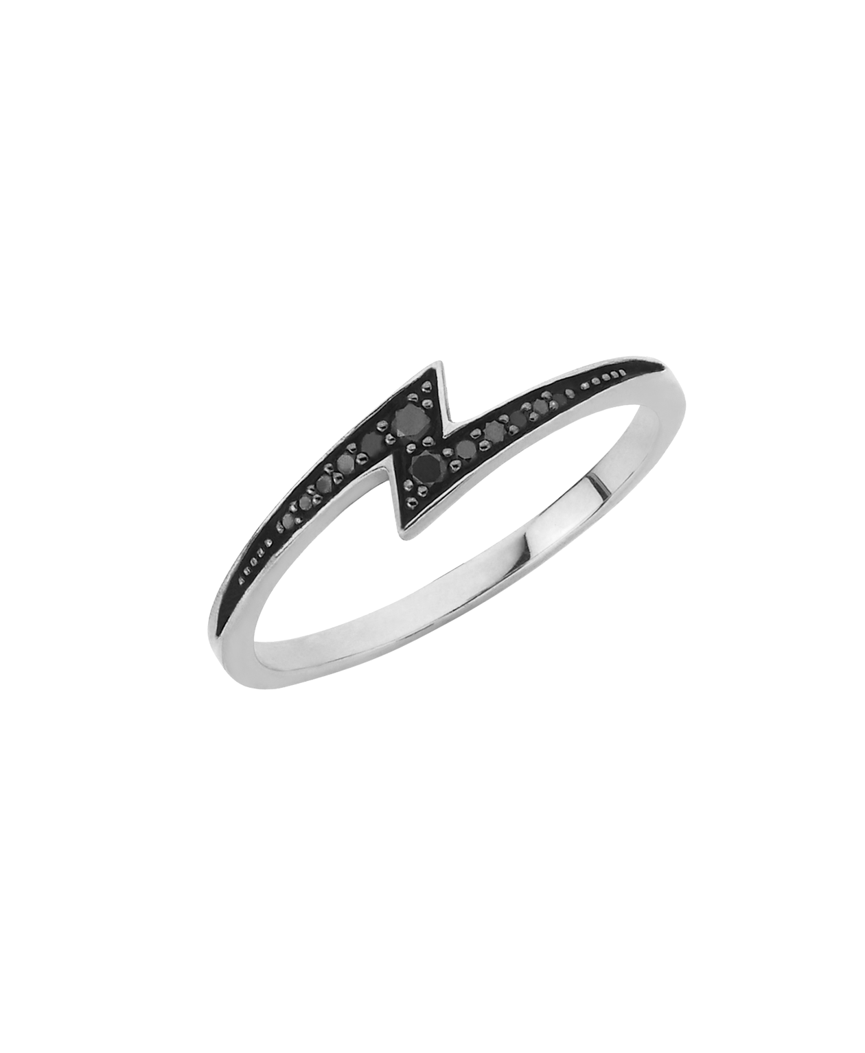 Zap Ring - 9k White Gold, Black Diamond