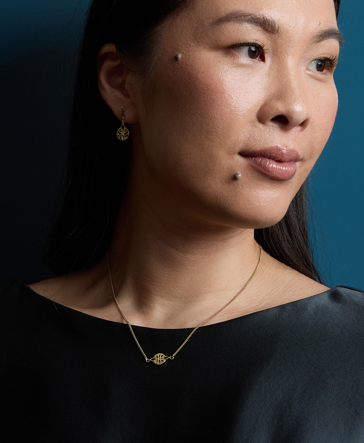 Zia Necklace - 22k Gold Vermeil, White Zircon