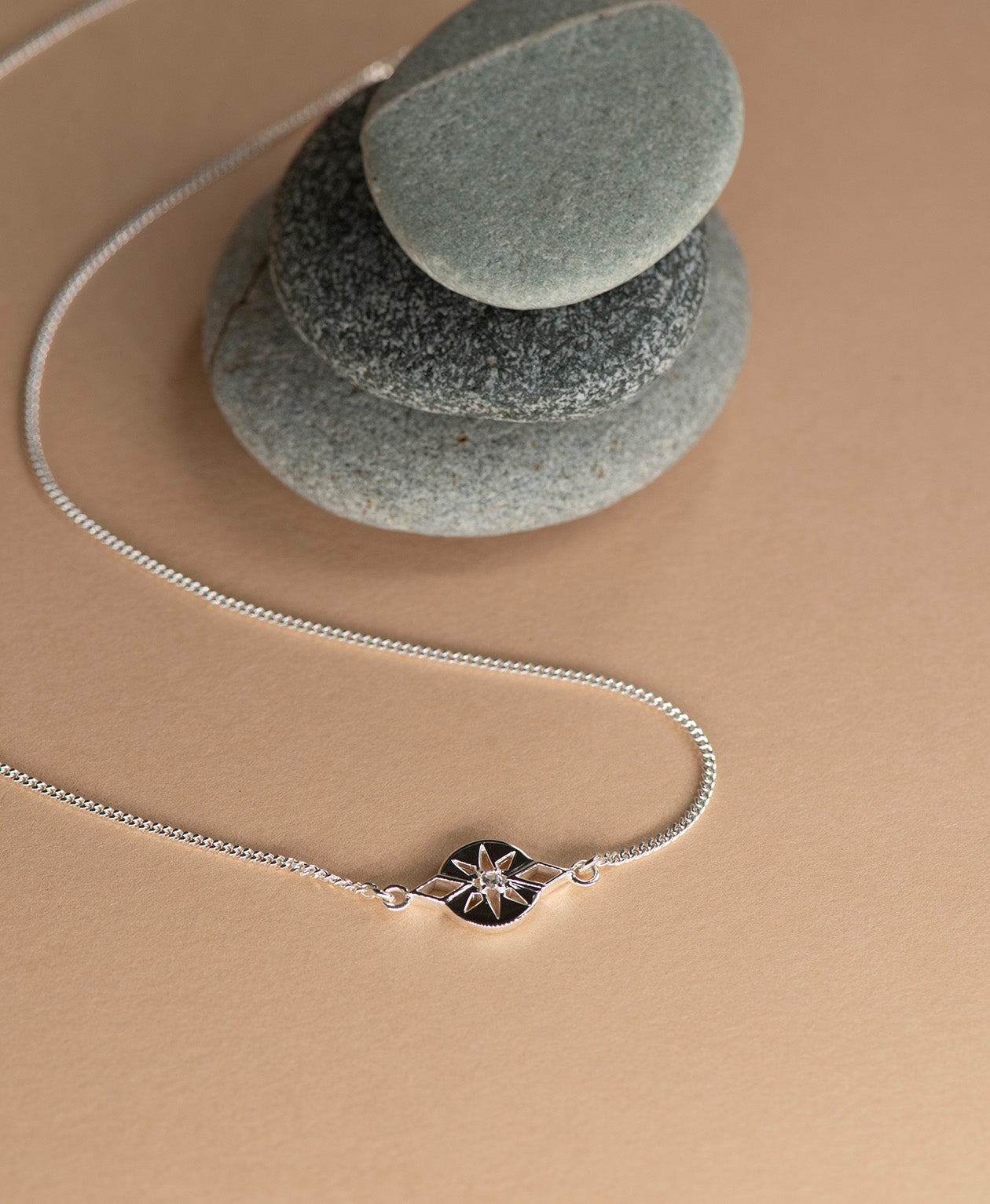 Zia Necklace - 925 Sterling Silver, White Zircon