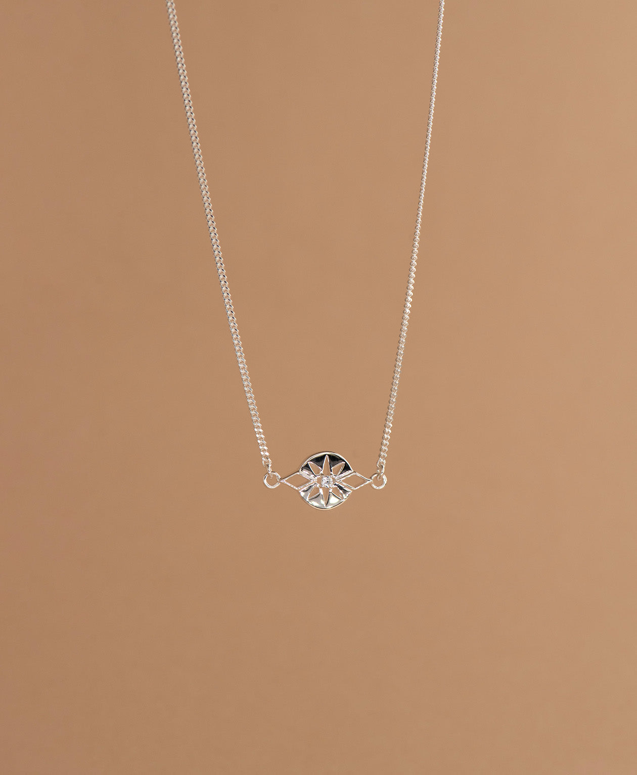 Zia Necklace - 925 Sterling Silver, White Zircon