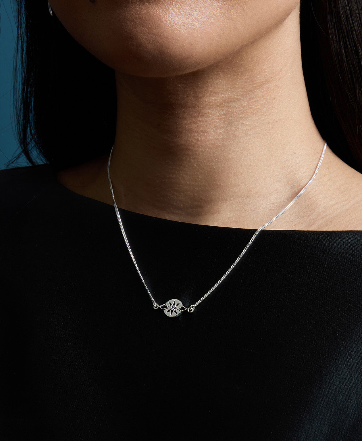 Zia Necklace - 925 Sterling Silver, White Zircon