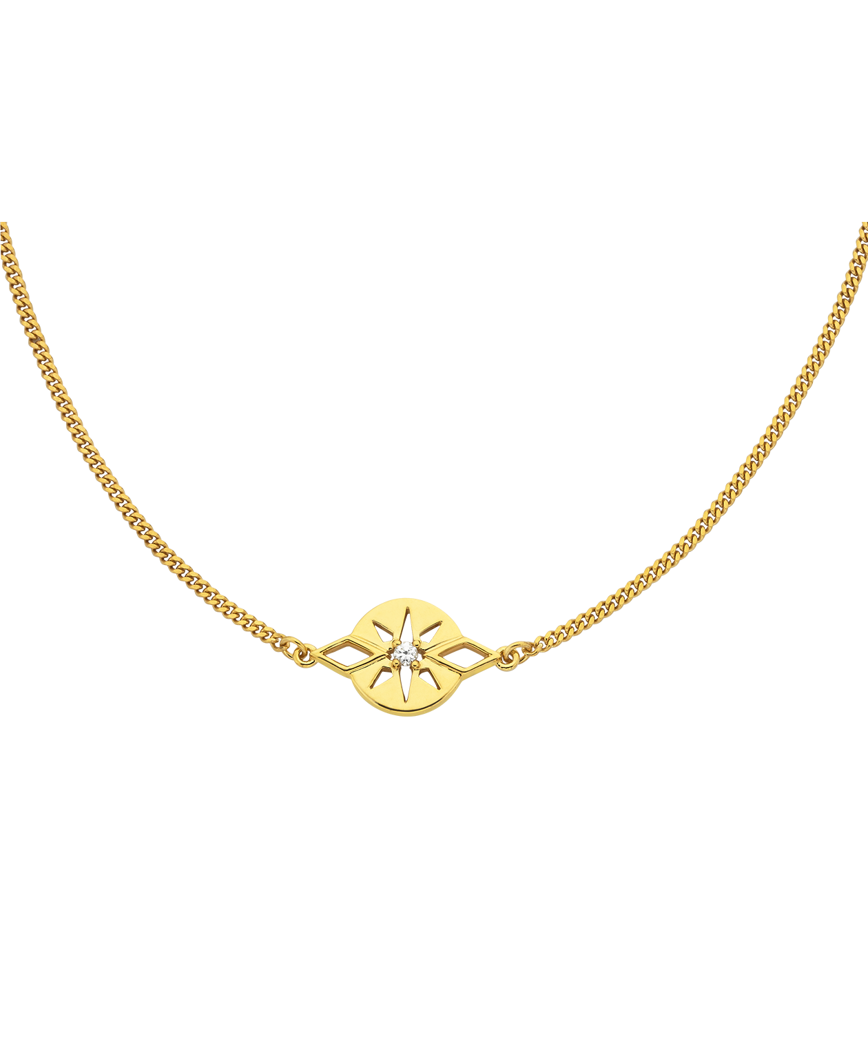 Zia Necklace - 22k Gold Vermeil, White Zircon