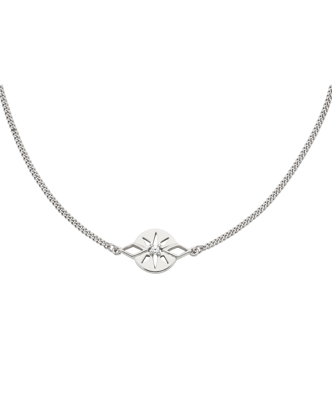 Zia Necklace - 925 Sterling Silver, White Zircon
